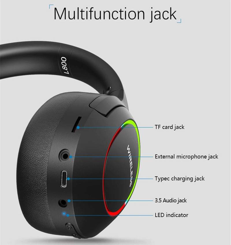 Bluetooth austiņas spēļu austiņas bezvadu austiņas ar mikrofonu priekš iPhone Xiaomi Kids datora austiņu atbalsts TF kartes Ziemassvētku dāvanas
