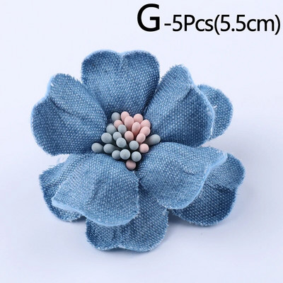 5 kom/lot Plava traper tkanina Cvijeće Odjeća Šeširi Ukrasi haljina Cvjetni ručni ukrasi za glavu Izrada DIY pribora za kosu