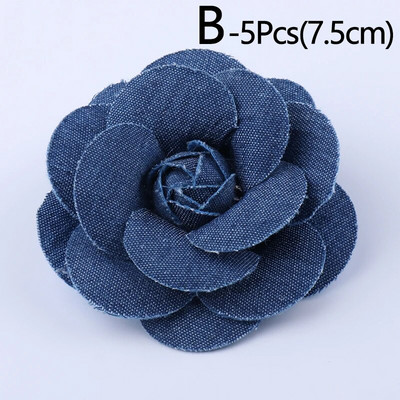 5 kom/lot Plava traper tkanina Cvijeće Odjeća Šeširi Ukrasi haljina Cvjetni ručni ukrasi za glavu Izrada DIY pribora za kosu