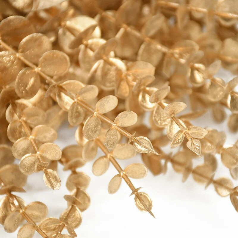 10 komada Zlatne stabljike eukaliptusa Umjetno lišće eukaliptusa Grane za vjenčanje Središnji cvijet Cvjetni aranžman Uređenje doma