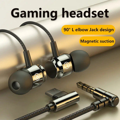 Falcon L Jack Magnetic Suction Wired Gaming Headset HiFi Bass Stereo 3.5mm Type-C Music Headset For Phone Computer Mic Headset