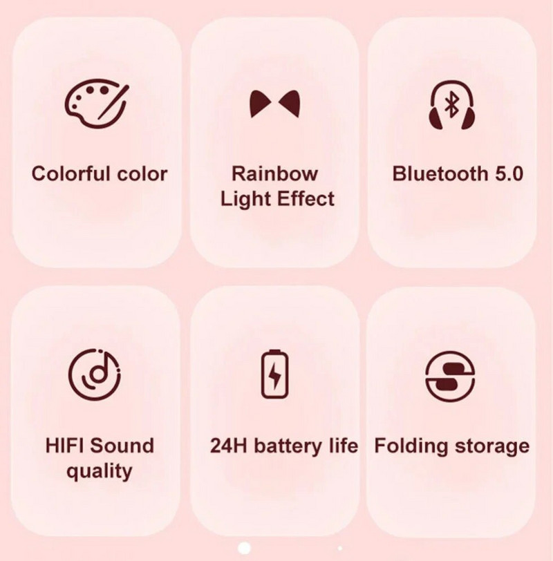 Aranyos macska Bluetooth fejhallgató vezeték nélküli fejhallgató zenei fülhallgató mikrofonnal iPhone 14 13 számítógéphez támogatás TF kártya gyerekeknek lányok ajándékok