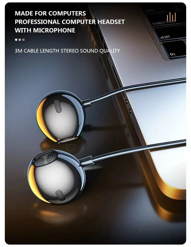 2,5 M USB ausīs ievietotas vadu austiņas ar mikrofonu, stereo, skaļi basa austiņas datora planšetdatoriem, piezīmjdatoriem, galddatoriem, austiņām, trokšņu samazināšana