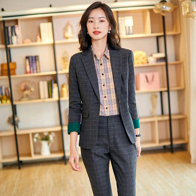 Ženski poslovni poslovni formalni odijelo s hlačama Blazer 2-dijelni set Uredski ženski plavi crni zeleni sako i hlače