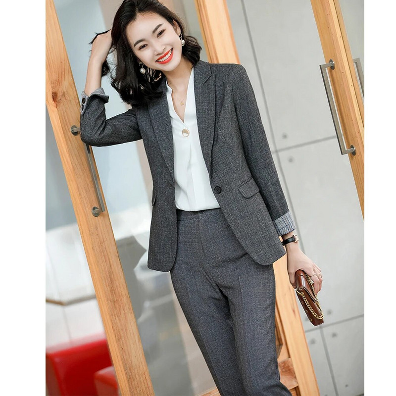 Ženski poslovni poslovni formalni odijelo s hlačama Blazer 2-dijelni set Uredski ženski plavi crni zeleni sako i hlače