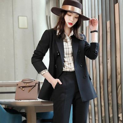 Visokokvalitetni mekani ženski odijelo s hlačama Formalni set od 2 komada kaki crveno crni uredski ženski ženski poslovni radni sako i hlače