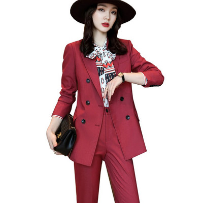 Visokokvalitetni mekani ženski odijelo s hlačama Formalni set od 2 komada kaki crveno crni uredski ženski ženski poslovni radni sako i hlače