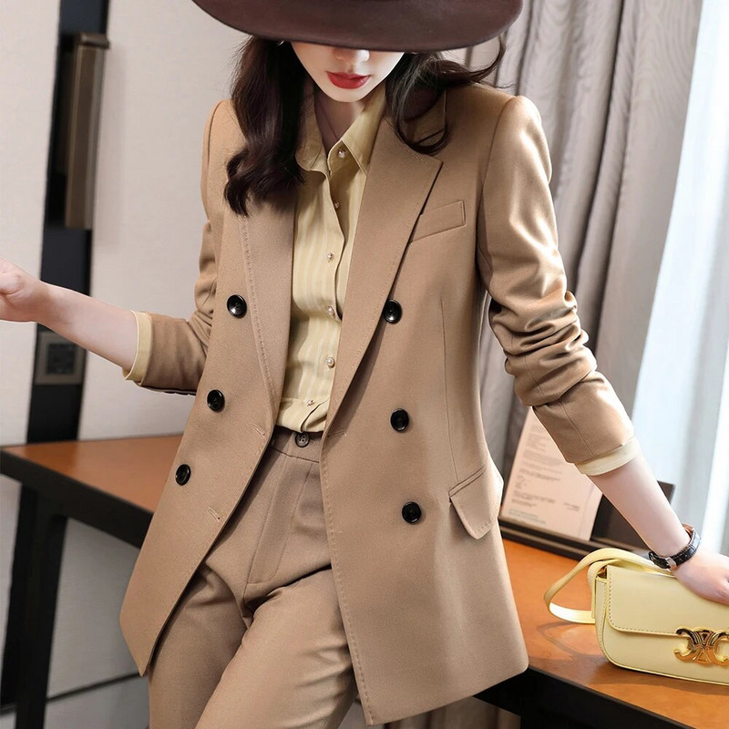 Visokokvalitetni mekani ženski odijelo s hlačama Formalni set od 2 komada kaki crveno crni uredski ženski ženski poslovni radni sako i hlače