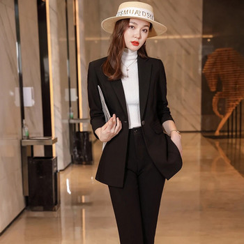 Επίσημο σακάκι και παντελόνι γραφείου Γυναικείο παντελόνι γυναικείο χακί μαύρο σετ 2 τεμαχίων για επαγγελματική σταδιοδρομία