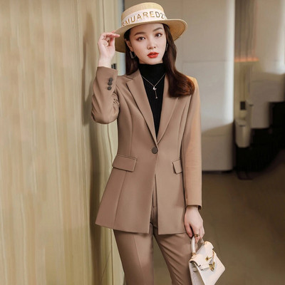 Svečani sako i hlače Uredski ženski odijelo s hlačama Ženski kaki crni 2-dijelni komplet za poslovnu karijeru