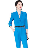 Sieviešu bikškostīms, melns balts zils, puspiedurknes, šaurs īss žakete un bikses, sieviešu lietišķais darba apģērbs, 2 daļīgs komplekts vasarai