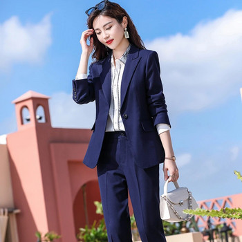 Γυναικεία Γυναικεία Γυναικεία Γραφείο Υψηλής Ποιότητας Κοστούμι για Εργασία Γυναικείο Χακί Μπλε Κόκκινο Μασίφ σετ δύο τεμαχίων Σακάκι και παντελόνι