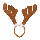 1kom božićna traka za glavu od rogova Netkani dekor od lažnog perja, zvona, traka za glavu, obruč za kosu, dodaci za kosu, pribor za zabavu za Božić