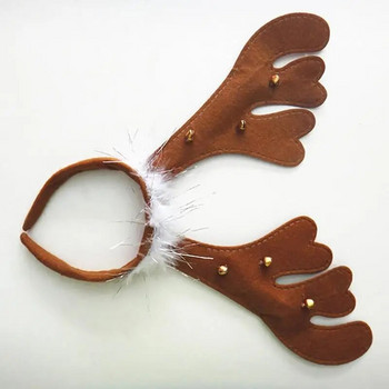 1 τμχ Χριστουγεννιάτικα ελαφοκέρατα Headband Nonwoven Fake Feather Bell Decor Headband Hair Hoop Αξεσουάρ μαλλιών Προμήθειες για τα Χριστούγεννα