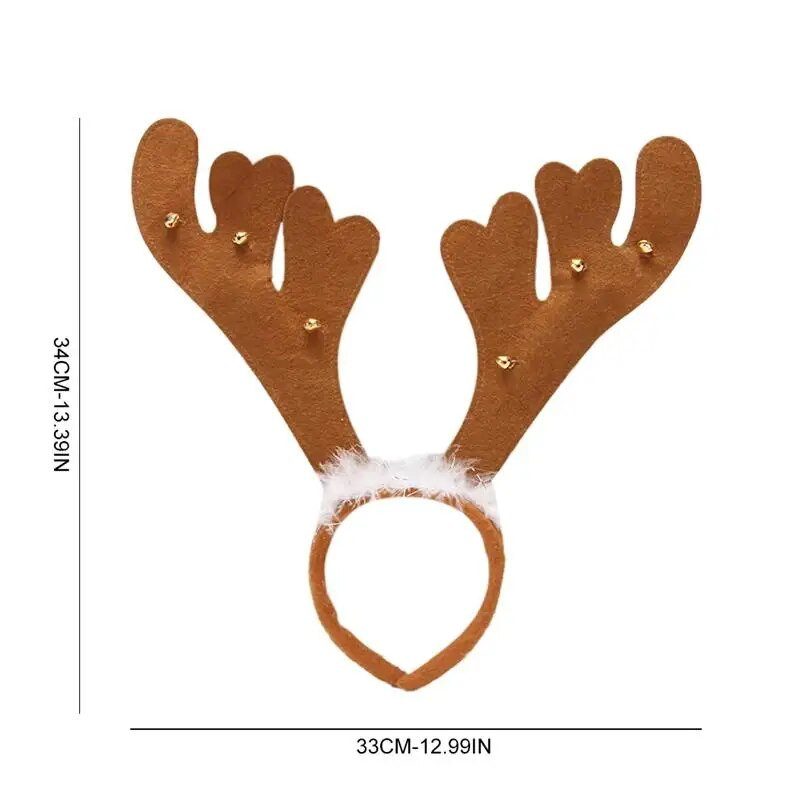 1kom božićna traka za glavu od rogova Netkani dekor od lažnog perja, zvona, traka za glavu, obruč za kosu, dodaci za kosu, pribor za zabavu za Božić