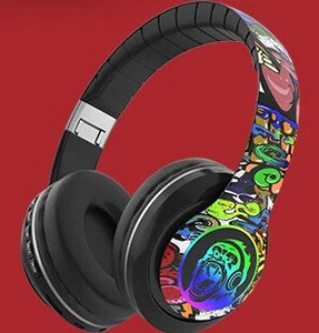 Ragyogó Bluetooth fejhallgató King kong Graffiti vezeték nélküli fülhallgató mikrofonos zajcsökkentéssel fejhallgató HiFi Deep Bass gamer headset