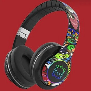 Ragyogó Bluetooth fejhallgató King kong Graffiti vezeték nélküli fülhallgató mikrofonos zajcsökkentéssel fejhallgató HiFi Deep Bass gamer headset