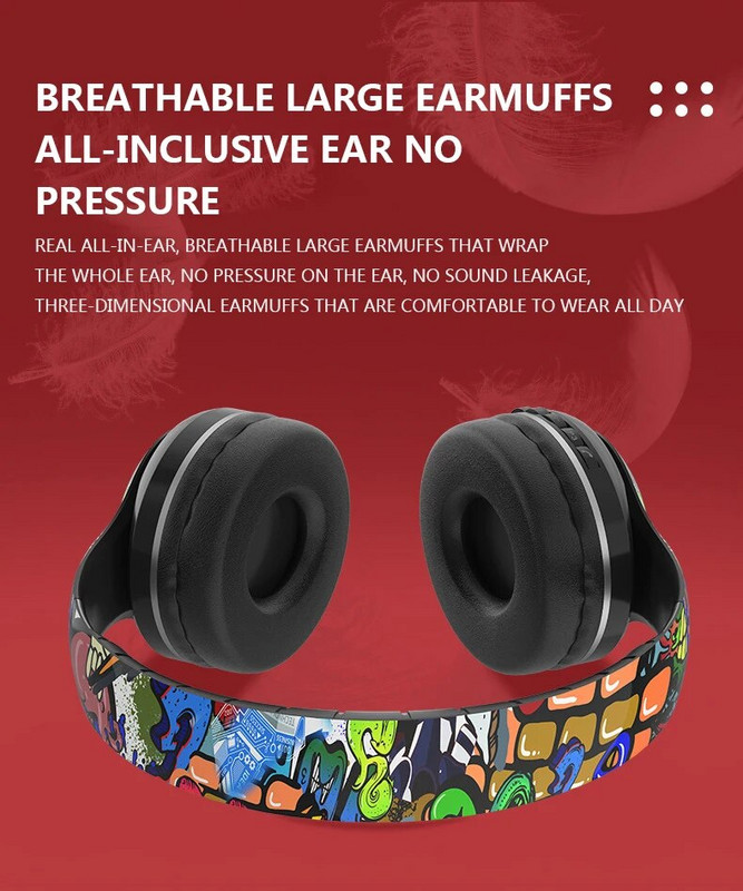 Ragyogó Bluetooth fejhallgató King kong Graffiti vezeték nélküli fülhallgató mikrofonos zajcsökkentéssel fejhallgató HiFi Deep Bass gamer headset