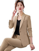 Γυναικείο μπεζ χακί μαύρο επίσημο παντελόνι Γυναικείο μονόχρωμο σακάκι και παντελόνι σετ 2 τεμαχίων για γυναικεία χειμερινά ρούχα εργασίας