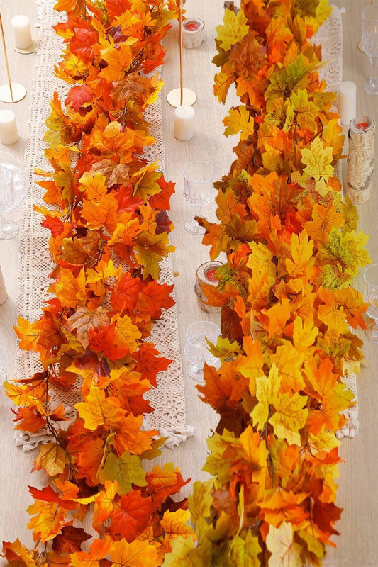 66,3 collu mākslīgās kļavas vīnogulāju lapas rudens rotājums vītnes Pateicības Helovīna dārzs kāzu ballītei Mājas rudens dekors