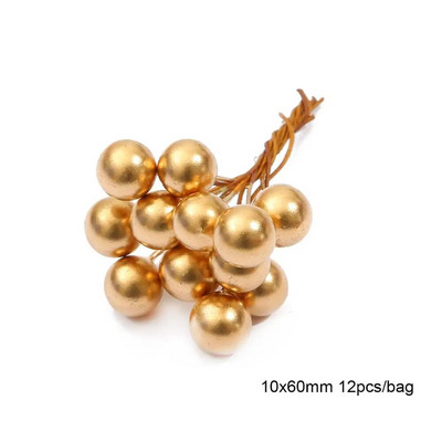 10/12/60/90/144 db Arany vegyes hibrid virág cseresznye porzó bogyók köteg barkács torta karácsonyi esküvői ajándékdoboz koszorúk dekoráció