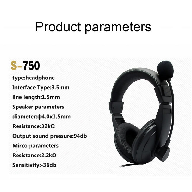 3,5 MM žičane slušalice za igrice, stereo slušalice s dubokim basom i mikrofonom, AUX traka za glavu na uvlačenje za prijenosno računalo