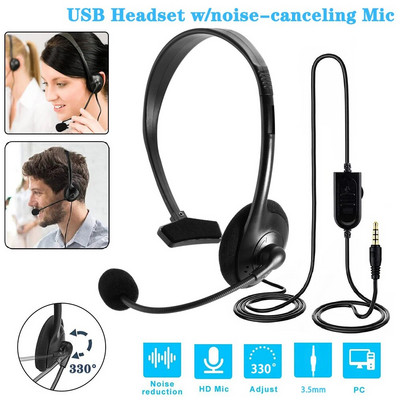 Call Center Clear Voice 3.5mm Wired Headset With Noise Canceling Mic Single-Sided Telephone Headphones For PC Computer Laptop