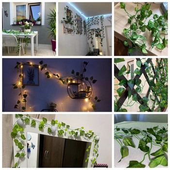 Green Vine Τεχνητά φυτά Διακόσμηση σπιτιού Κρεμαστά ψεύτικα λουλούδια Φύλλα γιρλάντας DIY για πάρτι γάμου Διακόσμηση κήπου εξωτερικού χώρου