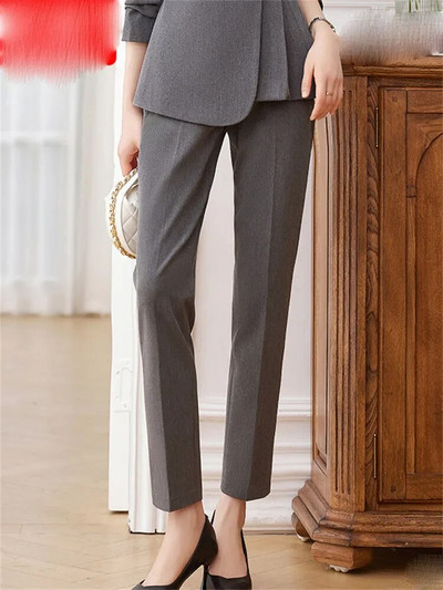 Yitimuceng Jednobojna ženska odijela Uredski kompleti 2023. Modni uski sakoi s dvostrukim kopčanjem dugih rukava Elegantna odijela s hlačama visokog struka