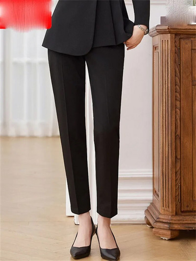 Yitimuceng Jednobojna ženska odijela Uredski kompleti 2023. Modni uski sakoi s dvostrukim kopčanjem dugih rukava Elegantna odijela s hlačama visokog struka