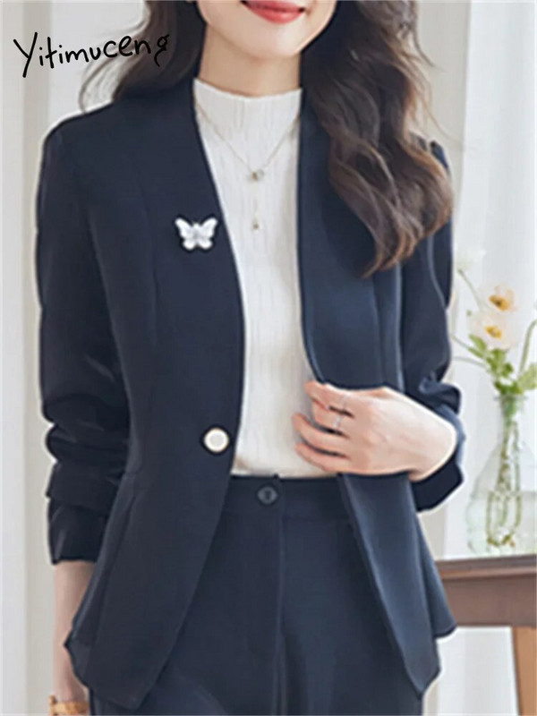 Yitimucengi elegantsed kaheosalised komplektid naiste 2023. aasta kostüümid, ühe nupuvajutusega, šikk bleiser, vabaaja pükskostüümid