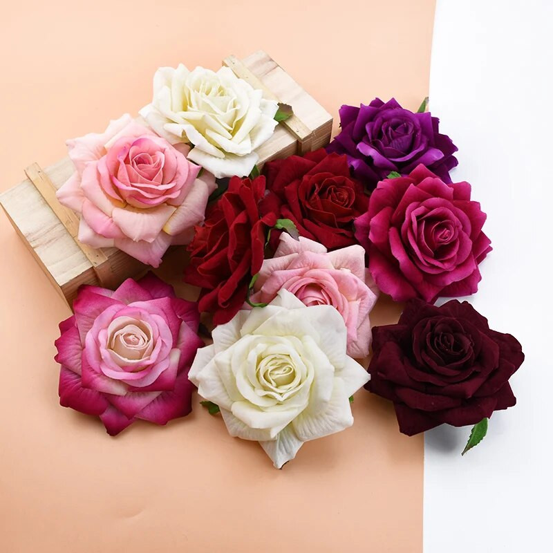 10Pcs 10CM Roses Head Wedding Decorative Biljke Zidni Diy Božićni ukrasi za dom Nevjesta Broš Umjetno cvijeće Jeftino