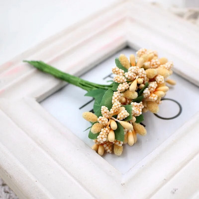 12 vnt perlų uogų dirbtinių kuokelių gėlė vestuvėms namų dekoravimui piestelė „pasidaryk pats“ vainikas „Scrapbooking Craft“ netikros gėlės