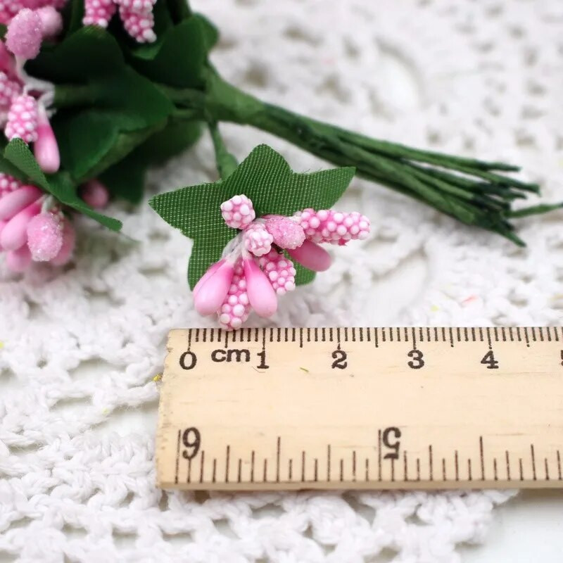 12 vnt perlų uogų dirbtinių kuokelių gėlė vestuvėms namų dekoravimui piestelė „pasidaryk pats“ vainikas „Scrapbooking Craft“ netikros gėlės