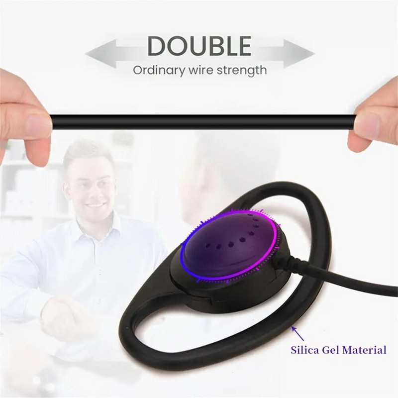 D formos minkštos ausinės su kabliuku, 3,5 mm kištukas, dviejų kanalų vienos pusės ausinės Nešiojamajam kompiuteriui Skype Voip Icq priedai