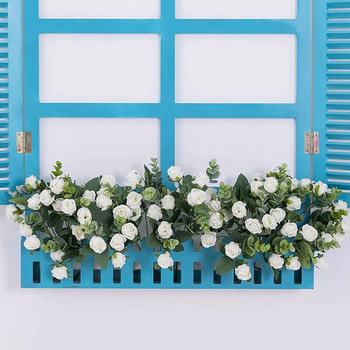 11 Κεφάλια Τεχνητό Λουλούδι Μεταξωτό Τριαντάφυλλο Λευκό Ευκάλυπτο Μπουκέτο Παιώνια ψεύτικο λουλούδι για τραπέζι γάμου Βάζο Διακόσμηση σπιτιού
