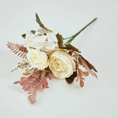 Jesenski umjetni cvijet Svileni božur Veliki buket ruža Lažni cvijet za svadbeni stol Poklon Božićna torta za zabavu Boho kućni DIY dekor