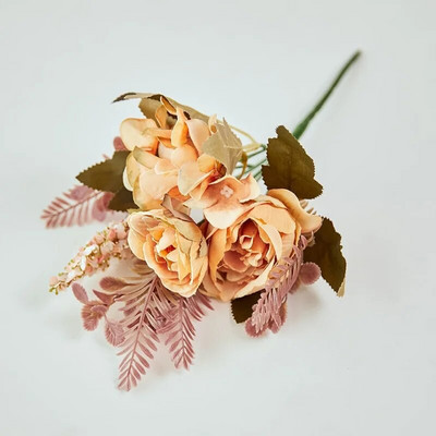 Jesenski umjetni cvijet Svileni božur Veliki buket ruža Lažni cvijet za svadbeni stol Poklon Božićna torta za zabavu Boho kućni DIY dekor