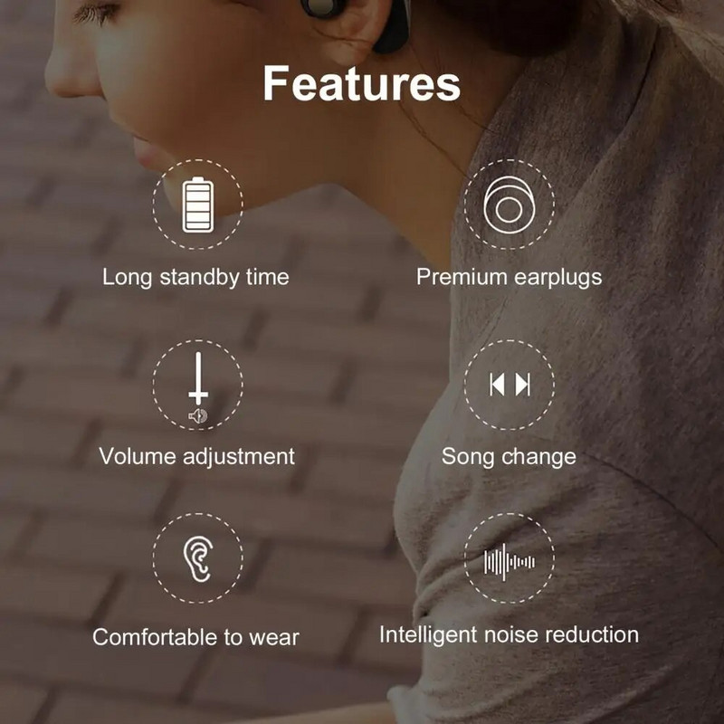 Slušalice s mikrofonom za telefon 1 kom. Bluetooth kompatibilne bežične slušalice visoke jasnoće. Računalo