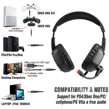 7.1 стерео RGB геймърски слушалки Геймърски слушалки с микрофон за компютър PS4 PS5, шумопотискащи над ушите компютърни телефонни слушалки