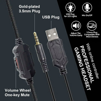 7.1 стерео RGB геймърски слушалки Геймърски слушалки с микрофон за компютър PS4 PS5, шумопотискащи над ушите компютърни телефонни слушалки