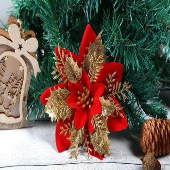 14 εκ. Glitter τεχνητά χριστουγεννιάτικα λουλούδια Χριστουγεννιάτικα στολίδια Χριστουγεννιάτικα στολίδια για το σπίτι Πρωτοχρονιάτικο Δώρο