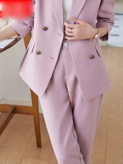 Yitimuceng Uredski ženski dvodijelni kompleti Ženska odjeća Nova modna šik jakna s otvorenim ovratnikom Jednobojna ležerna odijela s harem hlačama