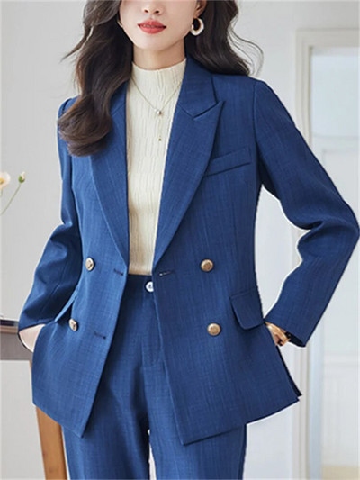 Yitimuceng Uredski ženski dvodijelni kompleti Ženska odjeća Nova modna šik jakna s otvorenim ovratnikom Jednobojna ležerna odijela s harem hlačama