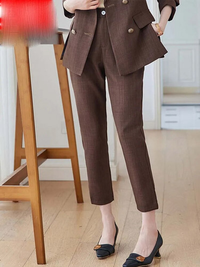 Yitimuceng Uredski ženski dvodijelni kompleti Ženska odjeća Nova modna šik jakna s otvorenim ovratnikom Jednobojna ležerna odijela s harem hlačama