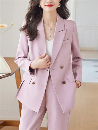 Yitimuceng Uredski ženski dvodijelni kompleti Ženska odjeća Nova modna šik jakna s otvorenim ovratnikom Jednobojna ležerna odijela s harem hlačama