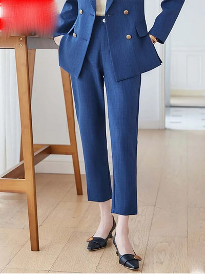 Yitimuceng Uredski ženski dvodijelni kompleti Ženska odjeća Nova modna šik jakna s otvorenim ovratnikom Jednobojna ležerna odijela s harem hlačama