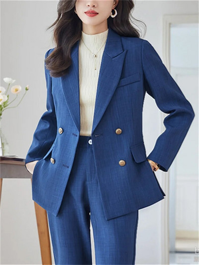 Yitimuceng Uredski ženski dvodijelni kompleti Ženska odjeća Nova modna šik jakna s otvorenim ovratnikom Jednobojna ležerna odijela s harem hlačama