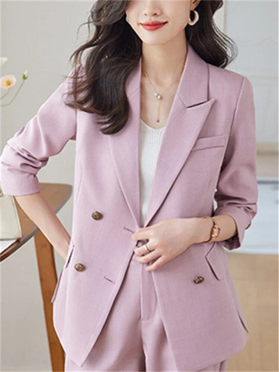 Yitimuceng Uredski ženski dvodijelni kompleti Ženska odjeća Nova modna šik jakna s otvorenim ovratnikom Jednobojna ležerna odijela s harem hlačama