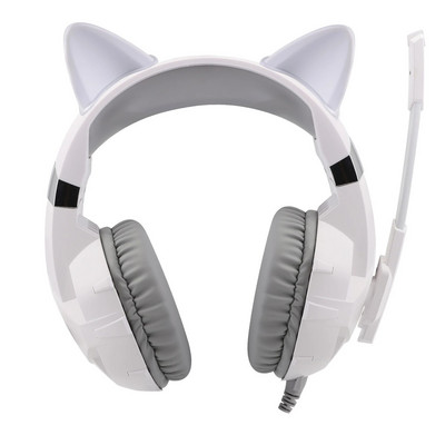 Black Cat Ears Vezetékes headset Gamer PC Számítógép Sztereó Basszus Lányok Fejhallgató Mikrofonnal Mac Laptop Window 7-10 tablethez